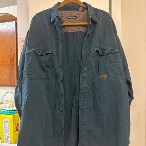 GENERRA Men's Teal Button-Front Shirt Jacket